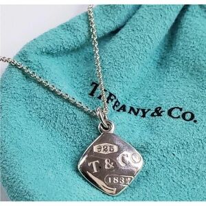 TIFFANY & Co. 💯% Auth 1837 Square Montage Cushion 925 Silver Necklace w/pouch